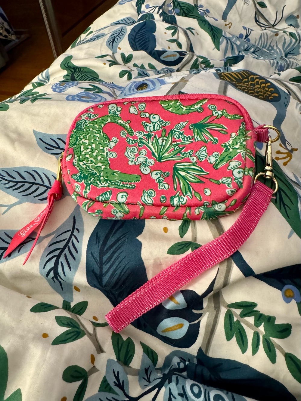 Lilly Pulitzer Pink Alligator Print Zip Wristlet Coin Purse
